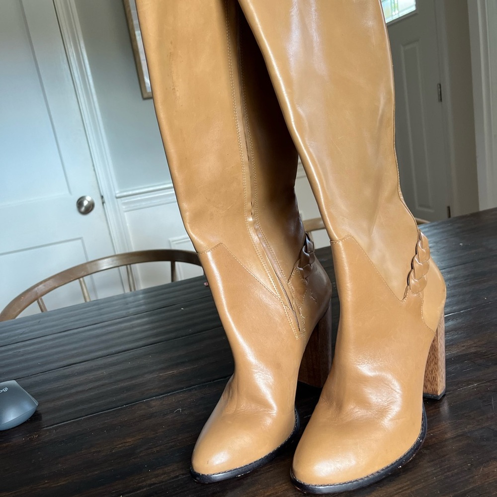 Elizabeth and James Tan Heeled Boots